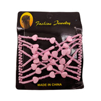 HKM-298899 Korean Steel Wire Hair Comb with Heart Bead Design - Available in Multiple Colors