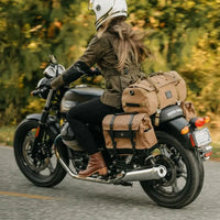 HKM-122835 Waterproof Canvas Motorcycle Rear Bag with Zipper Closure and Multiple Pockets - 28L Capacity