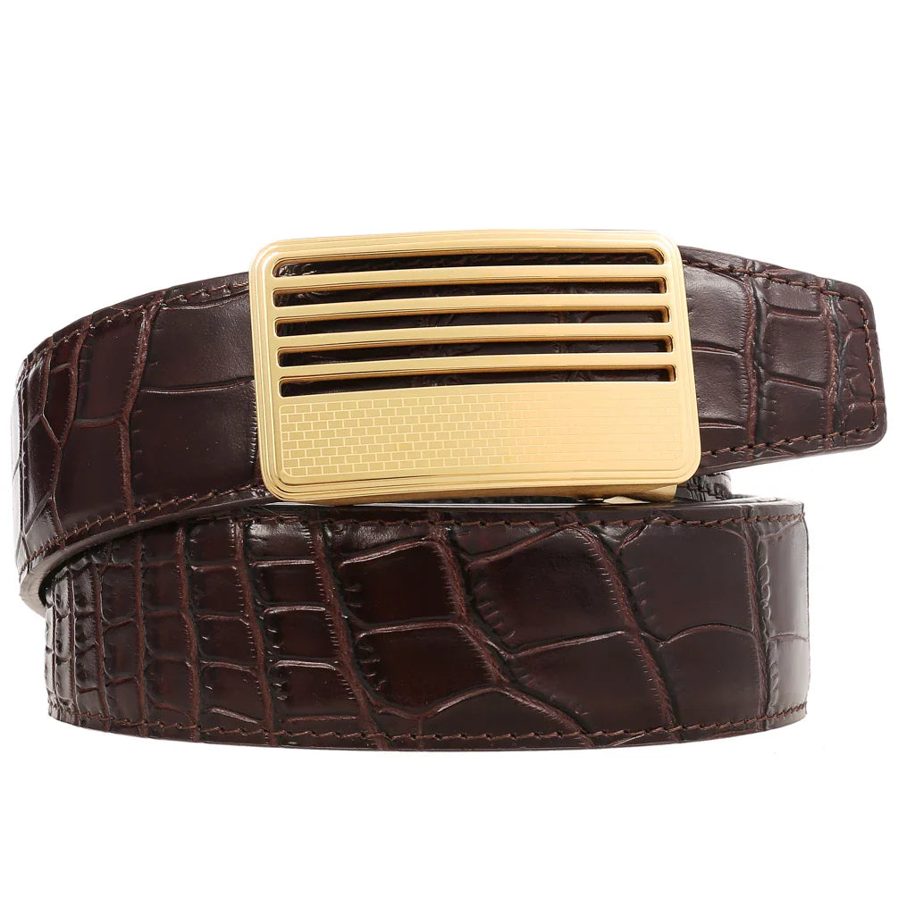 HKM-752019 Genuine Leather Casual Belt with Stainless Steel Buckle - Model LY36-61437-8