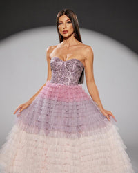 HKM-567763 Elegant Purple Evening Gown for Women - Model EZ25206