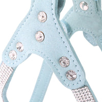 HKM-765843 Rhinestone-Embellished Suede Chest Strap for Small to Medium Dogs