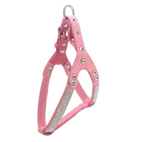 HKM-765843 Rhinestone-Embellished Suede Chest Strap for Small to Medium Dogs