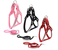 HKM-765843 Rhinestone-Embellished Suede Chest Strap for Small to Medium Dogs