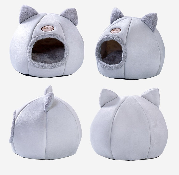 HKM-604115 Cozy Semi-Enclosed Pet Nest with Soft Plush and Supportive Padding
