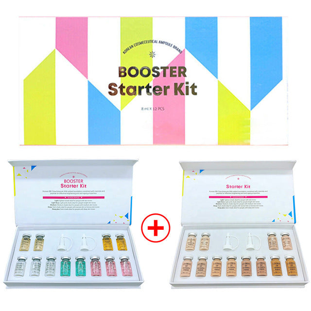 HKM-319635 Korean 8ml BB Cream & Booster Ampoule Starter Kit - 12 Vials for Radiant Skin