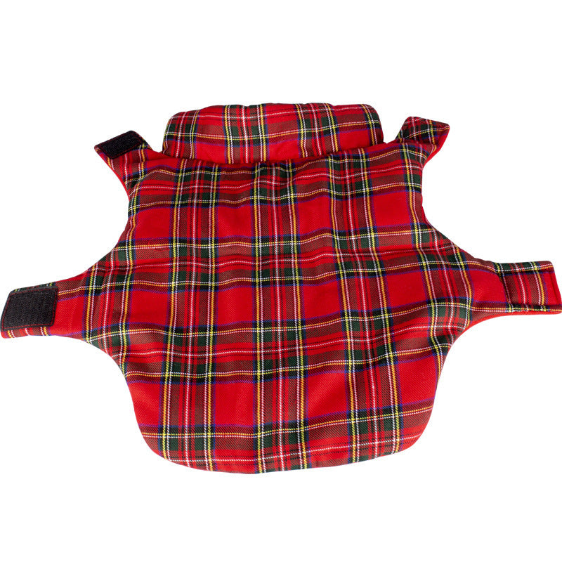 HKM-362131 Thickened Warm Cotton Dog Coat in Red Plaid - Pet Clothing for All Sizes
