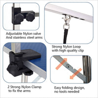 HKM-498131 Heavy Duty Stainless Steel Folding Pet Grooming Table with Adjustable Arm and Rubber Surface