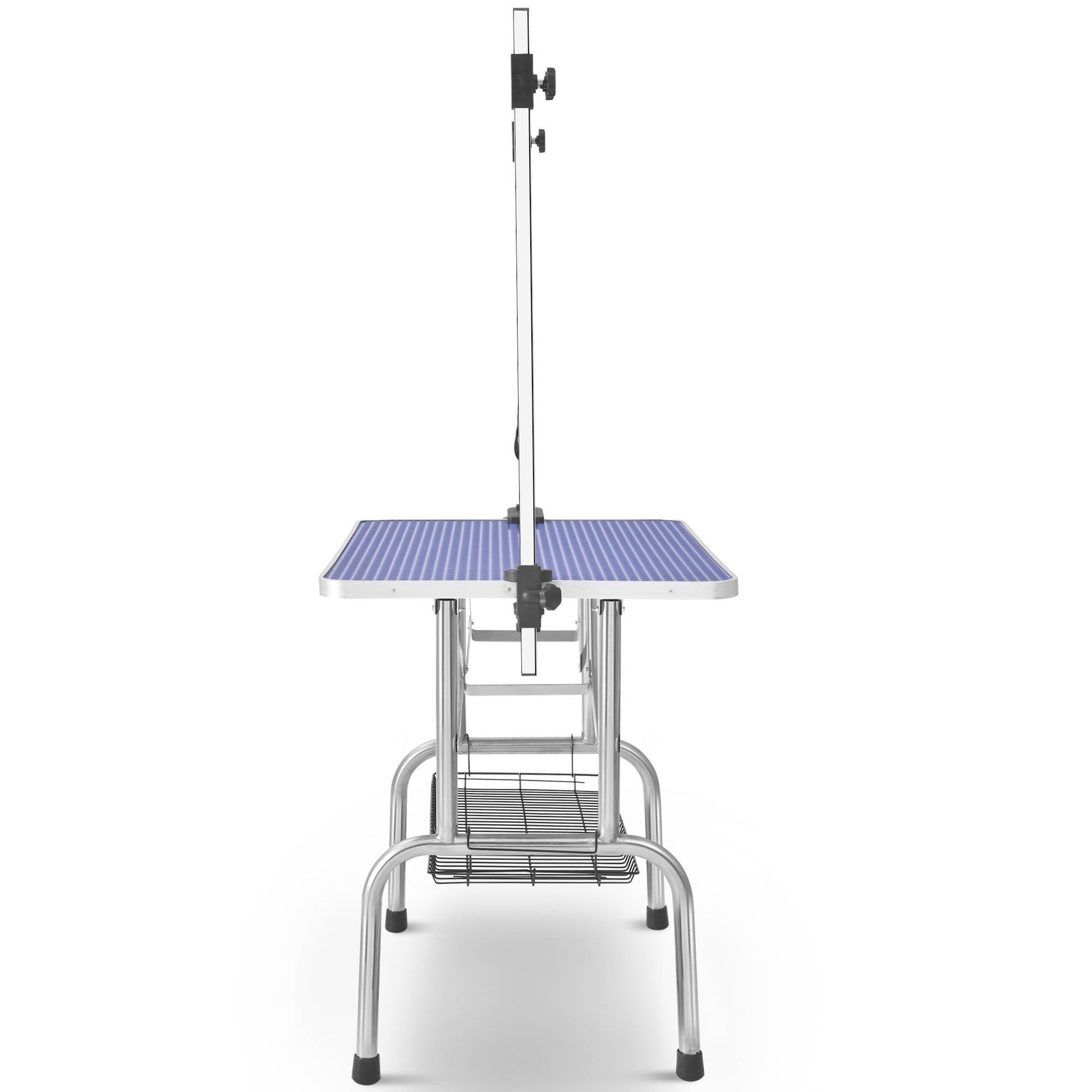 HKM-498131 Heavy Duty Stainless Steel Folding Pet Grooming Table with Adjustable Arm and Rubber Surface