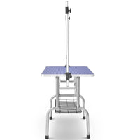 HKM-498131 Heavy Duty Stainless Steel Folding Pet Grooming Table with Adjustable Arm and Rubber Surface