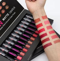 HKM-283731 Matte Waterproof Long-lasting Velvet Lipstick Set - 12 Colors for Smooth, Hydrated Lips