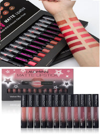 HKM-283731 Matte Waterproof Long-lasting Velvet Lipstick Set - 12 Colors for Smooth, Hydrated Lips