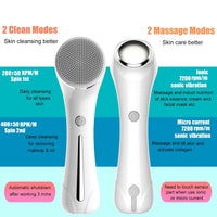 HKM-850515 IPX7 Waterproof Facial Cleansing Brush with 3-in-1 Exfoliating Features and 4 Replaceable Brush Heads