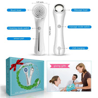 HKM-850515 IPX7 Waterproof Facial Cleansing Brush with 3-in-1 Exfoliating Features and 4 Replaceable Brush Heads