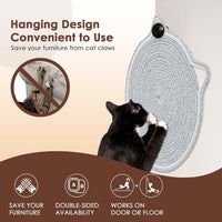 HKM-437971 Natural Cotton Rope Cat Scratcher Mat with Hanging Toy for Indoor Cats – Versatile Floor and Wall Protector