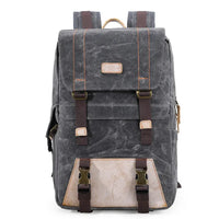 HKM-269715 Vintage Waterproof Waxed Canvas Camera Backpack in Green, Khaki, Dark Grey