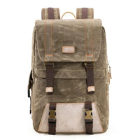HKM-269715 Vintage Waterproof Waxed Canvas Camera Backpack in Green, Khaki, Dark Grey