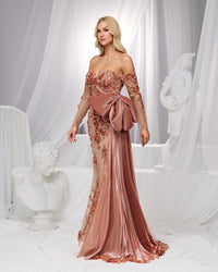 HKM-911251 Elegant Brown Evening Dress for Women - Style EZ25184