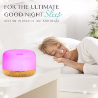 HKM-994963 Wood Grain Remote Control Humidifier with LED Aroma Lamp and 7 Color Lights
