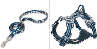 HKM-829075 Floral Pet Dog Chest Strap with Reflective Nylon and Aluminum Buckle for Enhanced Safety