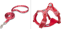 HKM-829075 Floral Pet Dog Chest Strap with Reflective Nylon and Aluminum Buckle for Enhanced Safety