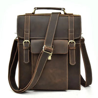 HKM-594643 Retro Crazy Horse Leather Multi-Functional Backpack and Messenger Bag in Waxed Canvas