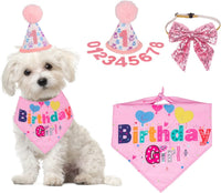HKM-759571 Dog Birthday Celebration Supplies - Adjustable Party Hat with Numbers and Dog Bandana Set