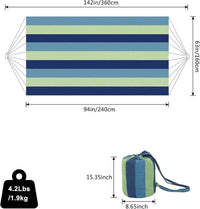 HKM-549139 Extra Long & Wide Double Hammock for Camping, Travel, Backyard, and Indoor Use with Carrying Pouch