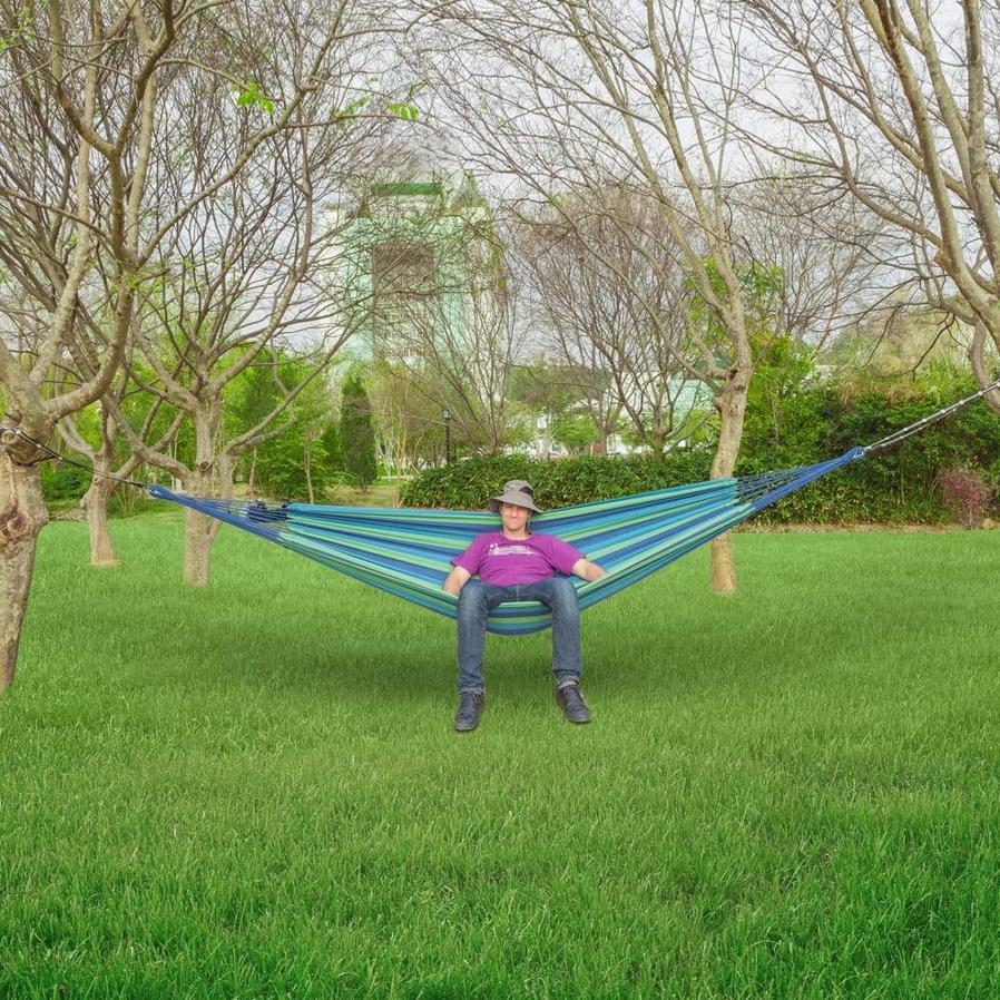 HKM-549139 Extra Long & Wide Double Hammock for Camping, Travel, Backyard, and Indoor Use with Carrying Pouch