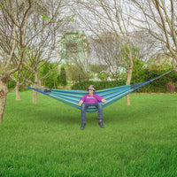 HKM-549139 Extra Long & Wide Double Hammock for Camping, Travel, Backyard, and Indoor Use with Carrying Pouch