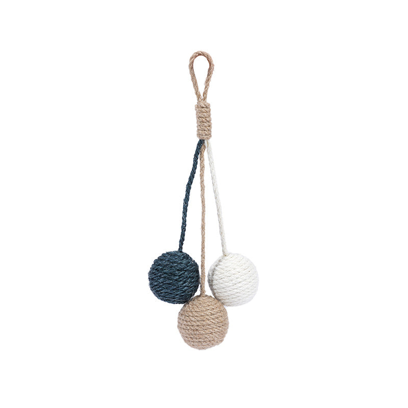 HKM-366035 Catnip Ball with Bite-Resistant Hemp Rope for Playful Cats - Colorful Combinations Available