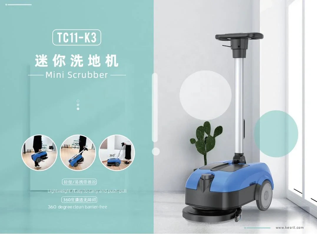 KTX-981267 180 Degree Electric Rotating Brush Plate Walk Behind Mini Floor Scrubber