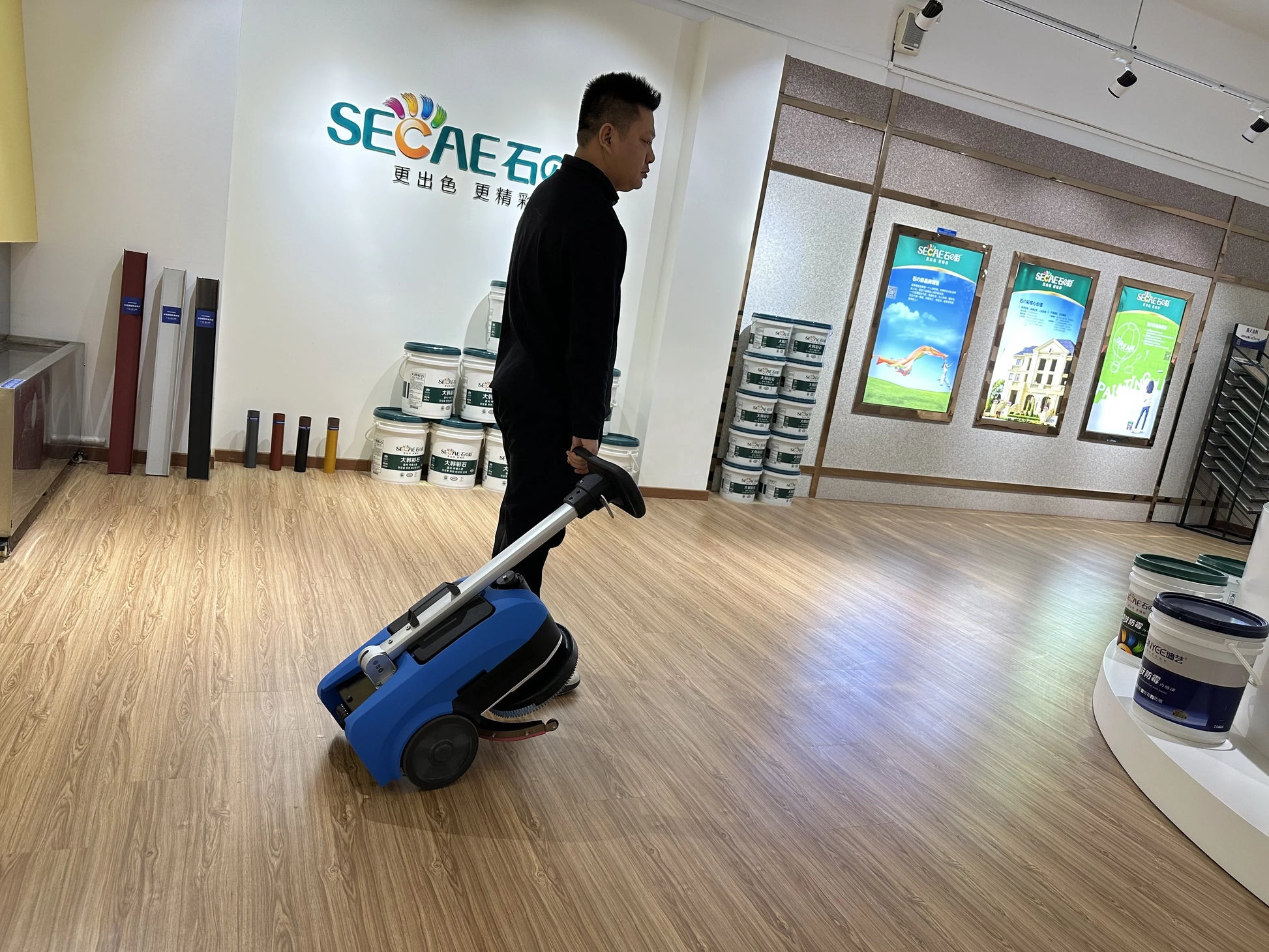 KTX-981267 180 Degree Electric Rotating Brush Plate Walk Behind Mini Floor Scrubber