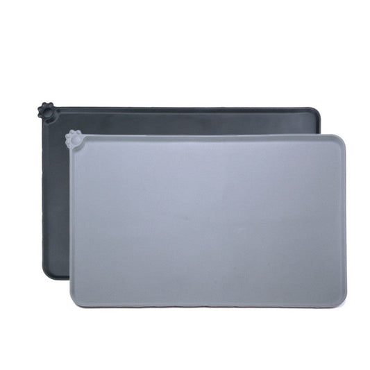 JMT-322634 Modern Silicone Pet Food Mat - Solid Color with Cartoon Design, 47x29.5cm, Available in Black and Gray