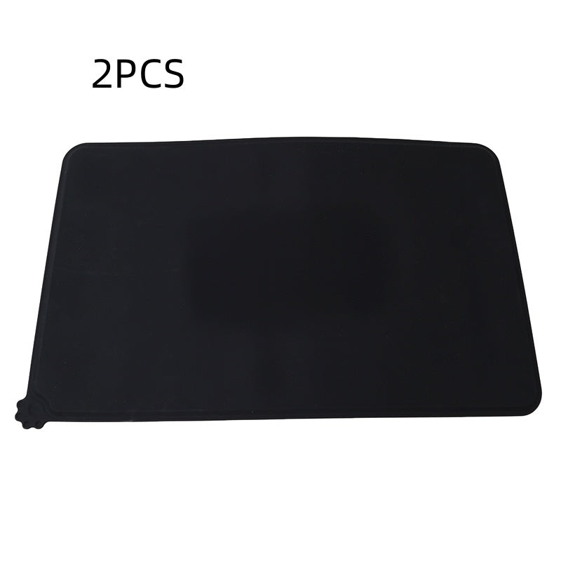 JMT-322634 Modern Silicone Pet Food Mat - Solid Color with Cartoon Design, 47x29.5cm, Available in Black and Gray