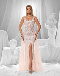 HKM-991443 Elegant Pink Evening Dress for Women - Style EZ25156