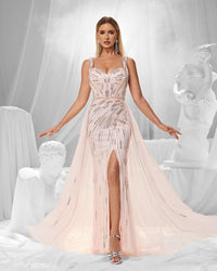 HKM-991443 Elegant Pink Evening Dress for Women - Style EZ25156