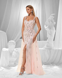 HKM-991443 Elegant Pink Evening Dress for Women - Style EZ25156