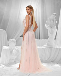 HKM-991443 Elegant Pink Evening Dress for Women - Style EZ25156