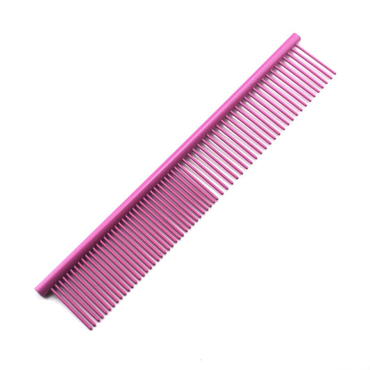 HKM-642707 Stainless Steel Medium Pet Comb with Electroplating and Piano Lacquer Finishes, 19x3.5cm