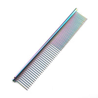 HKM-642707 Stainless Steel Medium Pet Comb with Electroplating and Piano Lacquer Finishes, 19x3.5cm