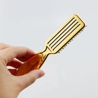 HKM-437779 Retro Gradient Electroplated Hair Brush for Neck Cleaning and Beard Grooming - Available in Gold, Black, and Silver