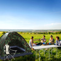 HKM-783123 Grey Iron Frame Camping Chair with Off-White Fabric