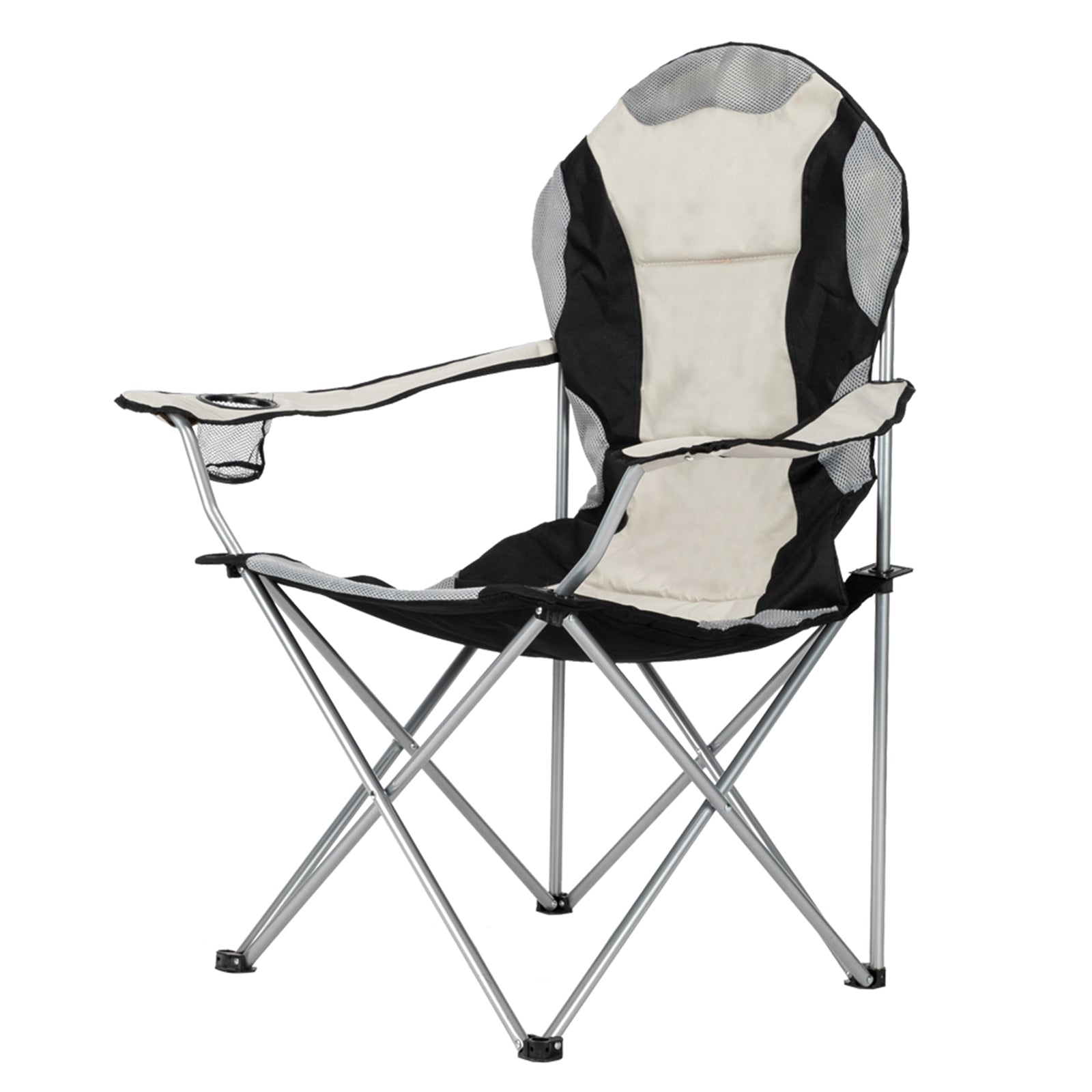 HKM-783123 Grey Iron Frame Camping Chair with Off-White Fabric