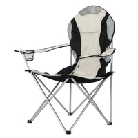 HKM-783123 Grey Iron Frame Camping Chair with Off-White Fabric