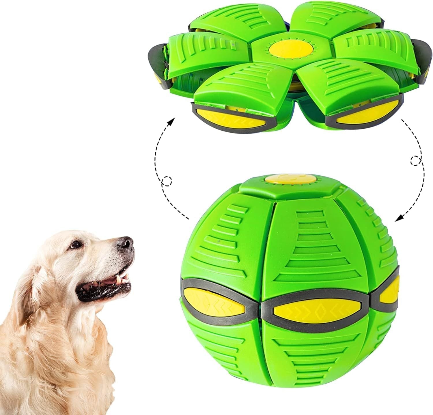 HKM-822803 Magic Flying Saucer Ball for Dogs - Stomp to Transform into Interactive Toy for Outdoor Play, Enhances Training and Activity