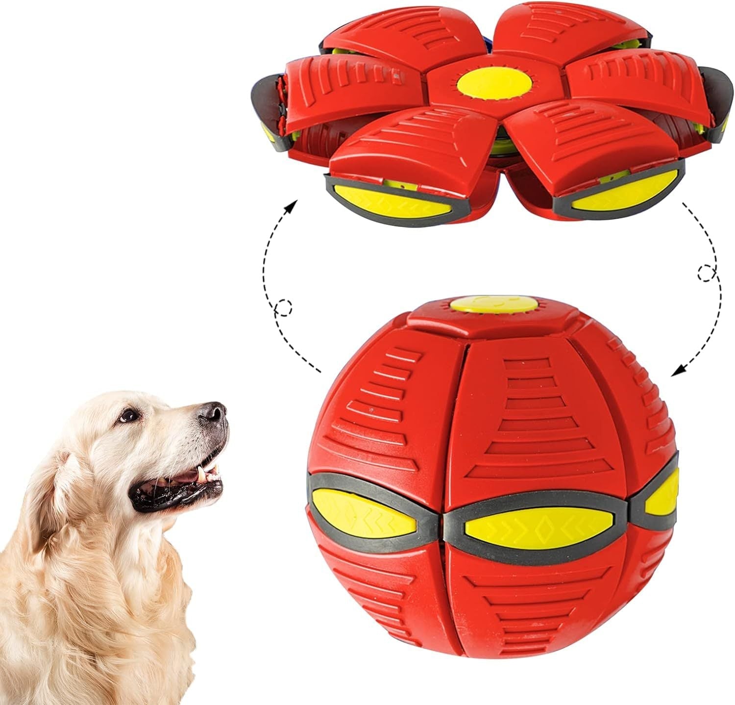 HKM-822803 Magic Flying Saucer Ball for Dogs - Stomp to Transform into Interactive Toy for Outdoor Play, Enhances Training and Activity