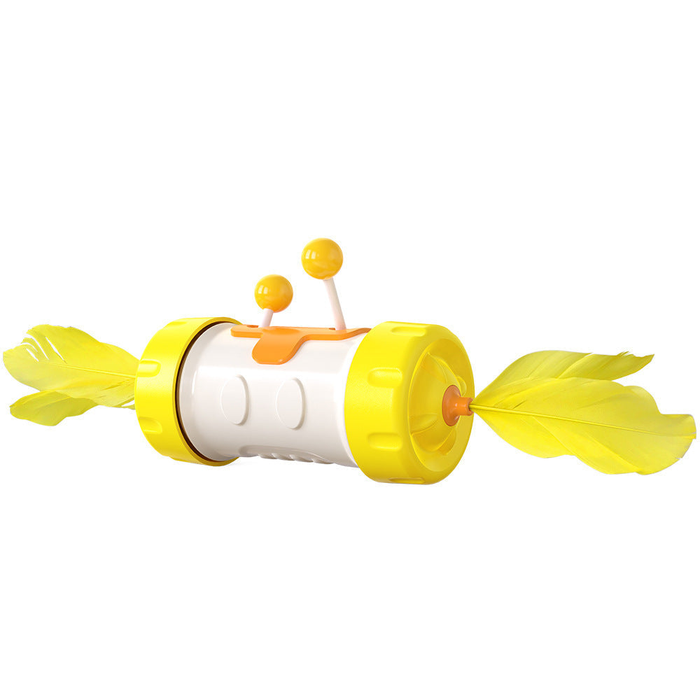 HKM-642835 Interactive Feather Chaser Toy for Cats - Balance and Puzzle Training Stick with Tumbler Base