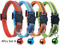HKM-415123 Colorful Reflective Polyester Cat Collar with Adjustable Bell - Multiple Color Options Available