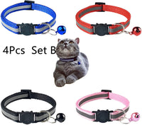 HKM-415123 Colorful Reflective Polyester Cat Collar with Adjustable Bell - Multiple Color Options Available