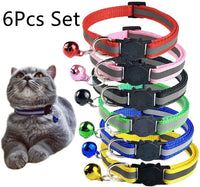 HKM-415123 Colorful Reflective Polyester Cat Collar with Adjustable Bell - Multiple Color Options Available